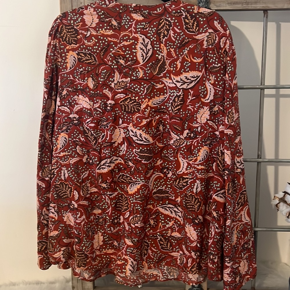 Jessica Simpson Rust Red Floral Print Blouse - Picture 8 of 8